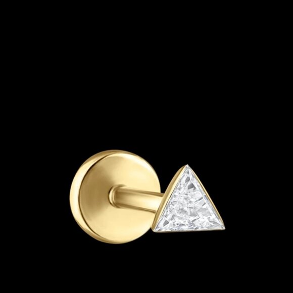 ***SOLD*** Maria Tash YG Invisible Set Triangle Diamond Threaded Earring 3mm - Picture 9 of 9